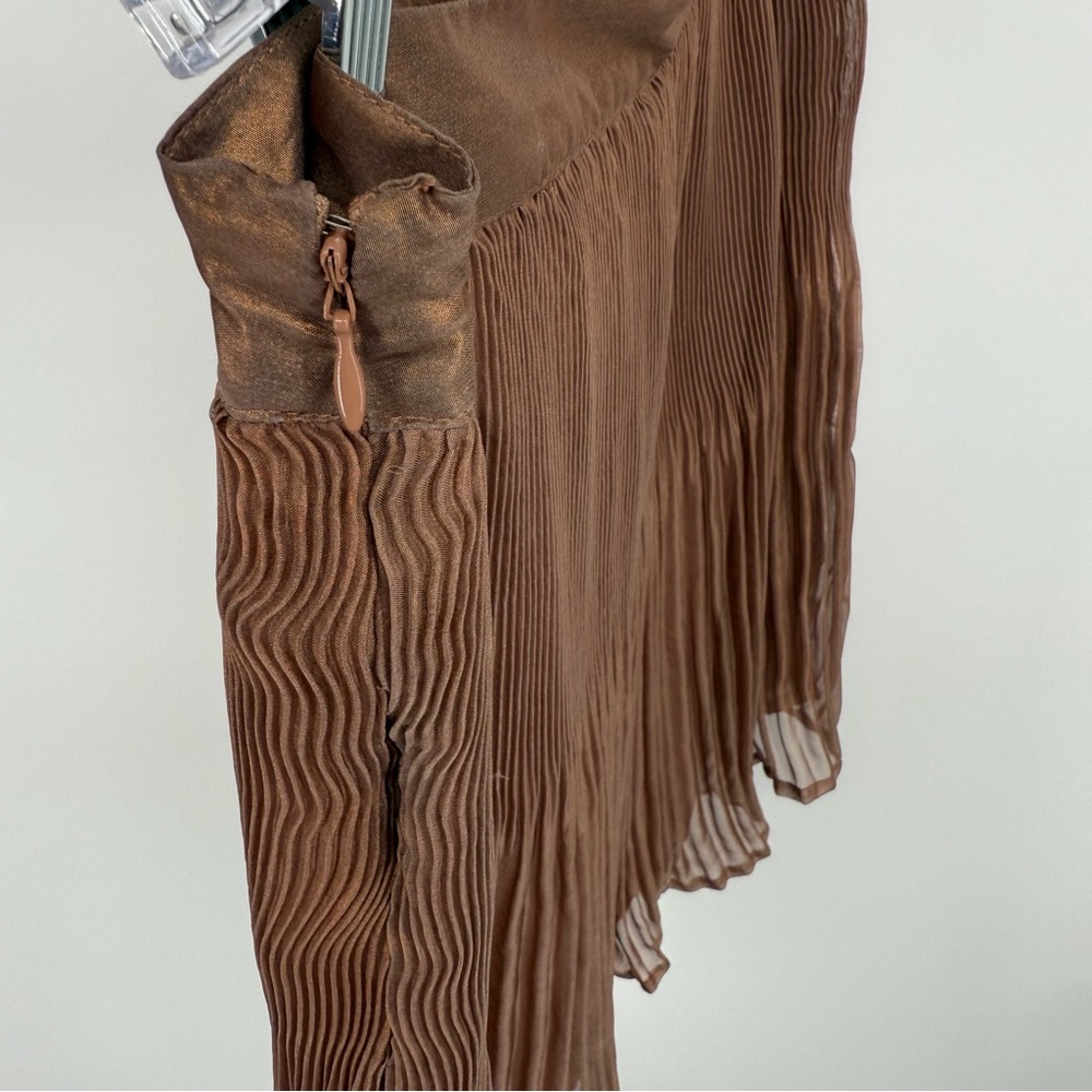 i jeans by Buffalo Accordion Pleated Copper Brown Mini Skirt Lined Size 10 - Picture 8 of 8